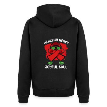 Gesunder Herzschlag Februar-herzbewusstsein - Unisex Premium Bio Zip Hoodie - Schwarz - Hinten - Nico (187cm)