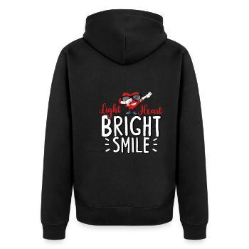 Gesunder Herzschlag Februar-herzbewusstsein - Unisex Premium Bio Zip Hoodie - Schwarz - Hinten - Nico (187cm)