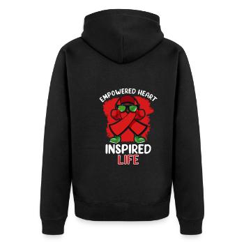 Healthy Heartbeat February Heart Awareness - Unisex Premium Organic Zip Hoodie - black - Back - Nico (187cm)