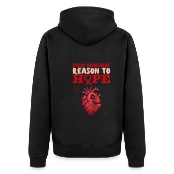 Gesunder Herzschlag Februar-herzbewusstsein - Unisex Premium Bio Zip Hoodie - Schwarz - Hinten - Nico (187cm)