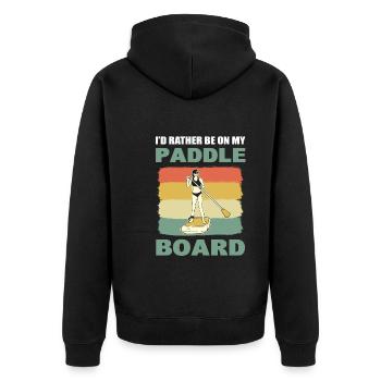 I'd Rather Be On My Paddle Board Kanufahrer - Unisex Premium Bio Zip Hoodie - Schwarz - Hinten - Nico (187cm)
