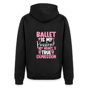 Ballett Ballerina Tanz Tänzerin Tanz Ballett - Unisex Premium Bio Zip Hoodie - Schwarz - Hinten - Nico (187cm)