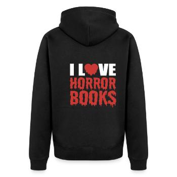Horrorbuchliebhaber Geisterjäger - Unisex Premium Bio Zip Hoodie - Schwarz - Hinten - Nico (187cm)