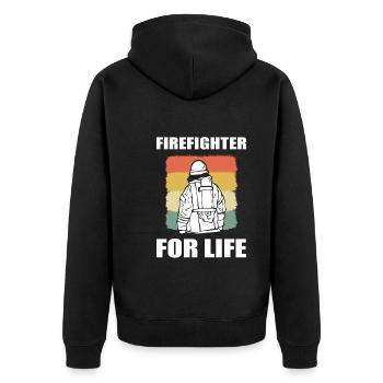 Stolzer Feuerwehrmann Feuerwehr - Unisex Premium Bio Zip Hoodie - Schwarz - Hinten - Nico (187cm)