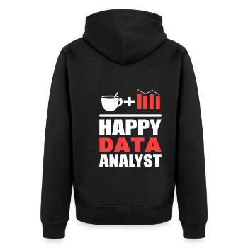 Glücklicher Datenanalyst Systemanalytiker - Unisex Premium Bio Zip Hoodie - Schwarz - Hinten - Nico (187cm)