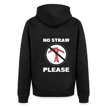 No Straw Please Anwalt des Klimawandels - Unisex Premium Bio Zip Hoodie - Schwarz - Hinten - Nico (187cm)