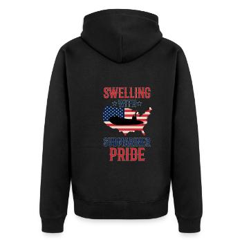 Submariner Submarines Veteran Proud Mom - Unisex Premium Bio Zip Hoodie - Schwarz - Hinten - Nico (187cm)