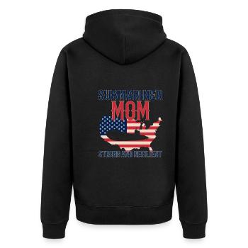 Submariner Submarines Veteran Proud Mom - Unisex Premium Bio Zip Hoodie - Schwarz - Hinten - Nico (187cm)