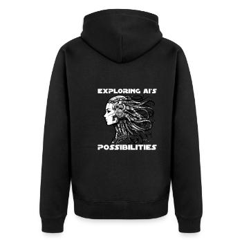 Künstliche Intelligenz, Maschinelles Lernen, Daten - Unisex Premium Bio Zip Hoodie - Schwarz - Hinten - Nico (187cm)