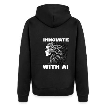 Künstliche Intelligenz, Maschinelles Lernen, Daten - Unisex Premium Bio Zip Hoodie - Schwarz - Hinten - Nico (187cm)