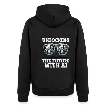 Künstliche Intelligenz, Maschinelles Lernen, Daten - Unisex Premium Bio Zip Hoodie - Schwarz - Hinten - Nico (187cm)