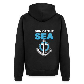 Son Of The Sea Boots Steward - Unisex Premium Bio Zip Hoodie - Schwarz - Hinten - Nico (187cm)