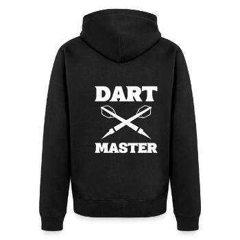 Dart Master Dartmeister - Unisex Premium Bio Zip Hoodie - Schwarz - Hinten - Nico (187cm)