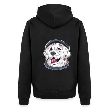 Golden Retriever Astronaut Space Pilot - Unisex Premium Bio Zip Hoodie - Schwarz - Hinten - Nico (187cm)