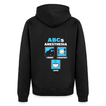 ABCs von Anästhesie Anästhesist - Unisex Premium Bio Zip Hoodie - Schwarz - Hinten - Nico (187cm)