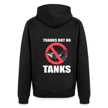 Thanks But No Tanks! Ozeanograph - Unisex Premium Bio Zip Hoodie - Schwarz - Hinten - Nico (187cm)