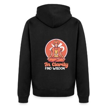 Yoga, Pleine conscience, Pratique, Méditation, Manifestation - Veste à capuche bio Premium Unisexe - noir - Dos - Nico (187cm)