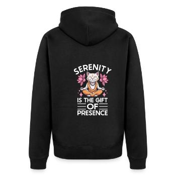 Yoga, Pleine conscience, Pratique, Méditation, Manifestation - Veste à capuche bio Premium Unisexe - noir - Dos - Nico (187cm)