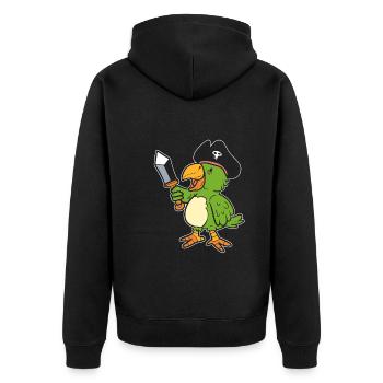 Papageipirat Ornithologe - Unisex Premium Bio Zip Hoodie - Schwarz - Hinten - Nico (187cm)