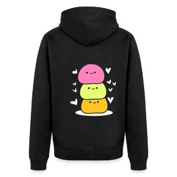 Süßes Mochi Japanischer Koch - Unisex Premium Bio Zip Hoodie - Schwarz - Hinten - Nico (187cm)
