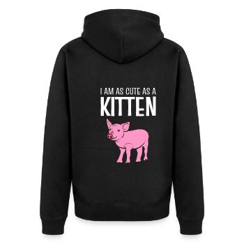 Schweinliebhaber Veganer Aktivist - Unisex Premium Bio Zip Hoodie - Schwarz - Hinten - Nico (187cm)