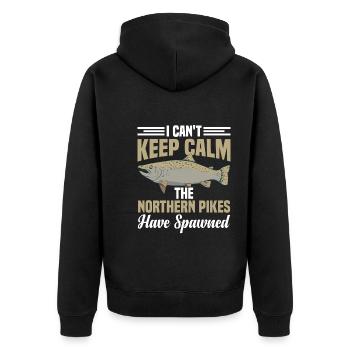 Northern Pike Fisherman Pike Fishing Rod Pike Fish - Unisex Premium Organic Zip Hoodie - black - Back - Nico (187cm)