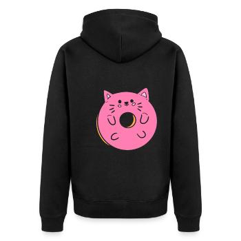 Katzen Donut Gebäckmacher - Unisex Premium Bio Zip Hoodie - Schwarz - Hinten - Nico (187cm)