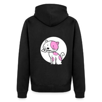 Katzenfischknochen Fischer - Unisex Premium Bio Zip Hoodie - Schwarz - Hinten - Nico (187cm)