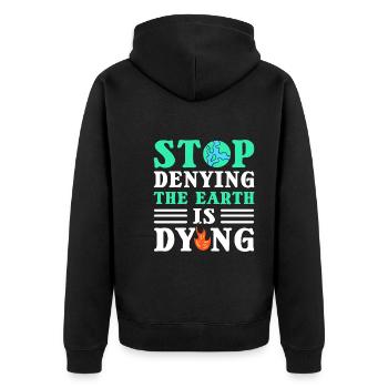Erde Tag Ökologe - Unisex Premium Bio Zip Hoodie - Schwarz - Hinten - Nico (187cm)