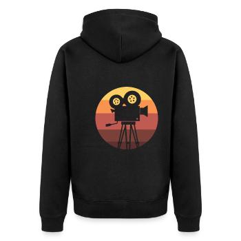 Retro -Filmkamera Regisseur - Unisex Premium Bio Zip Hoodie - Schwarz - Hinten - Nico (187cm)