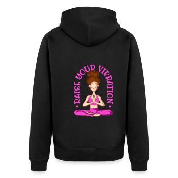 Yoga, Pleine conscience, Pratique, Méditation, Manifestation - Veste à capuche bio Premium Unisexe - noir - Dos - Nico (187cm)