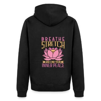 Yoga, Pleine conscience, Pratique, Méditation, Manifestation - Veste à capuche bio Premium Unisexe - noir - Dos - Nico (187cm)