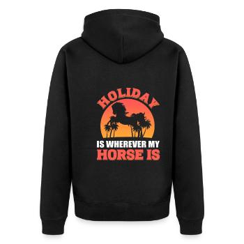Pferdeliebhaber Reitlehrer - Unisex Premium Bio Zip Hoodie - Schwarz - Hinten - Nico (187cm)