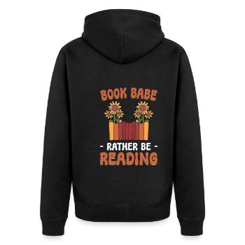 Buchliebhaber Buchhändler - Unisex Premium Bio Zip Hoodie - Schwarz - Hinten - Nico (187cm)
