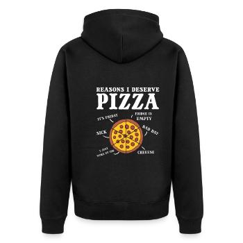 Pizza -Humor Pizza -Lieferant - Unisex Premium Bio Zip Hoodie - Schwarz - Hinten - Nico (187cm)