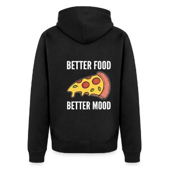 Pizza Stück Pizzabäcker - Unisex Premium Bio Zip Hoodie - Schwarz - Hinten - Nico (187cm)