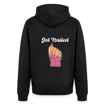 Got Nailed Nagelkünstler - Unisex Premium Bio Zip Hoodie - Schwarz - Hinten - Nico (187cm)