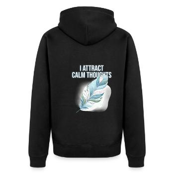Yoga, Pleine conscience, Pratique, Méditation, Manifestation - Veste à capuche bio Premium Unisexe - noir - Dos - Nico (187cm)