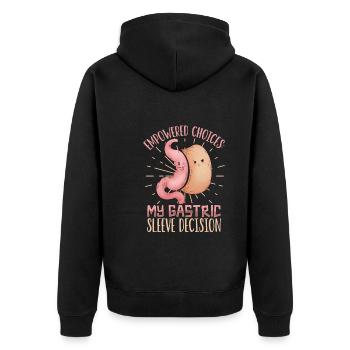 Schlauchmagen Schlauchmagenchirurgie Gastrektomie - Unisex Premium Bio Zip Hoodie - Schwarz - Hinten - Nico (187cm)