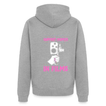 Lustiger Filmproduzent Filmemacher - Unisex Premium Bio Zip Hoodie - Grau meliert - Hinten - Nico (187cm)