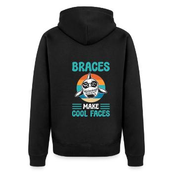 Lustiger Kieferorthopäden Zahnarztpraktiker - Unisex Premium Bio Zip Hoodie - Schwarz - Hinten - Nico (187cm)