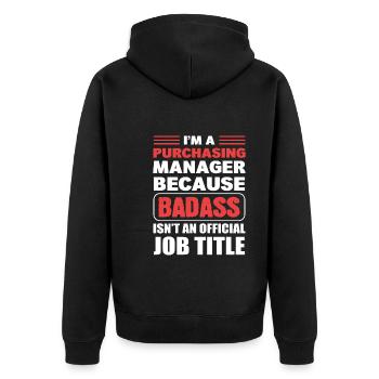 Lustiger Manager Einkaufspersonal - Unisex Premium Bio Zip Hoodie - Schwarz - Hinten - Nico (187cm)