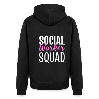 Social Worker Squad Fürsorger - Unisex Premium Bio Zip Hoodie - Schwarz - Hinten - Nico (187cm)