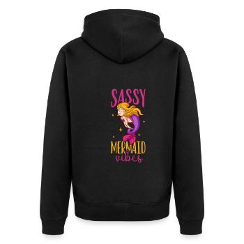 Sirène Reine, Mer, Royal, Océan, Monarque - Veste à capuche bio Premium Unisexe - noir - Dos - Nico (187cm)