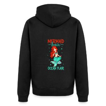 Sirène Reine, Mer, Royal, Océan, Monarque - Veste à capuche bio Premium Unisexe - noir - Dos - Nico (187cm)