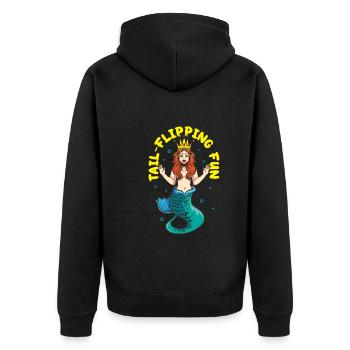 Sirène Reine, Mer, Royal, Océan, Monarque - Veste à capuche bio Premium Unisexe - noir - Dos - Nico (187cm)