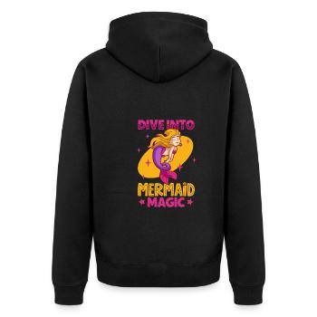 Sirène Reine, Mer, Royal, Océan, Monarque - Veste à capuche bio Premium Unisexe - noir - Dos - Nico (187cm)
