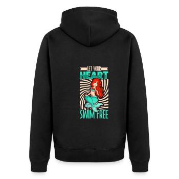 Sirène Reine, Mer, Royal, Océan, Monarque - Veste à capuche bio Premium Unisexe - noir - Dos - Nico (187cm)