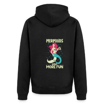 Sirène Reine, Mer, Royal, Océan, Monarque - Veste à capuche bio Premium Unisexe - noir - Dos - Nico (187cm)