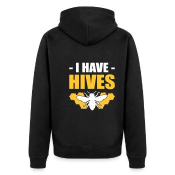 Honigbienenstock Imker - Unisex Premium Bio Zip Hoodie - Schwarz - Hinten - Nico (187cm)